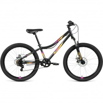 Велосипед FORWARD IRIS 24 2.0 D, рама 12", 2022, черный/розовый Велосипед FORWARD IRIS 24 2.0 D, рама 12", 2022, черный/розовый