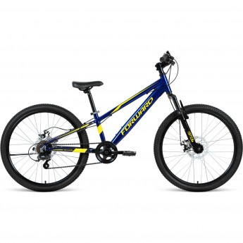 Велосипед FORWARD RISE 24 2.0 disc (2021) темно-синий/желтый Велосипед FORWARD RISE 24 2.0 disc (2021) темно-синий/желтый